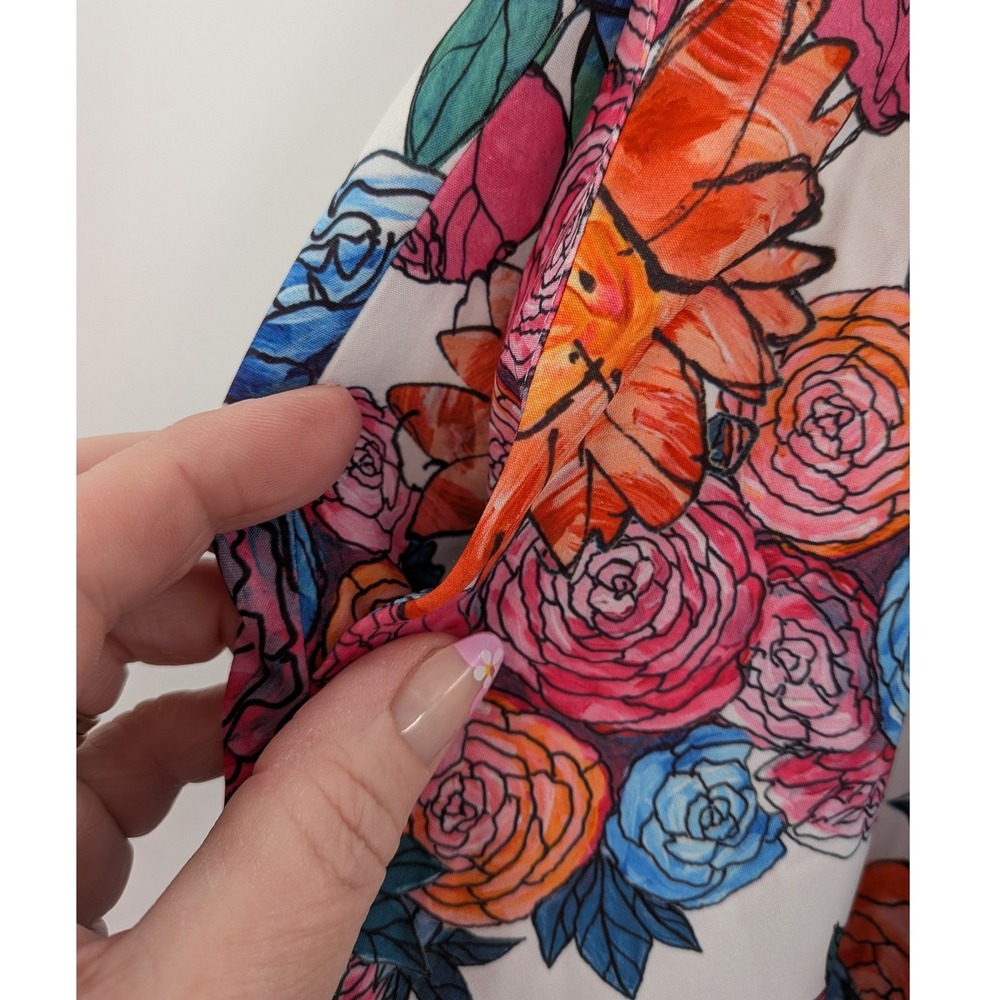 Boho Cottage Tradwife Belle Poque Floral HighWaist Button Pockets XL Midi Skirt - Picture 8 of 11